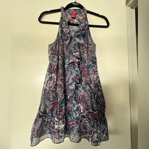 Sunny Leigh Teal & Purple Paisley Halter Top.